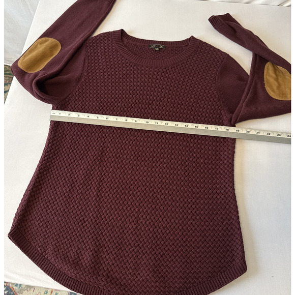 Lefty & Me Womens M Lattice Knit Elbow Patch Tunic Sweater Equestrian Fall Comfy - Picture 4 of 6